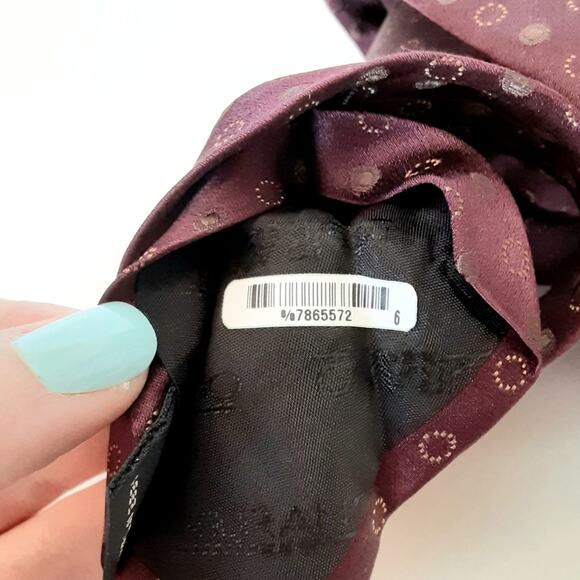 Murano 100% Silk Mens Necktie Maroon Wine Gold Mens Holiday Neck Tie - Picture 7 of 7